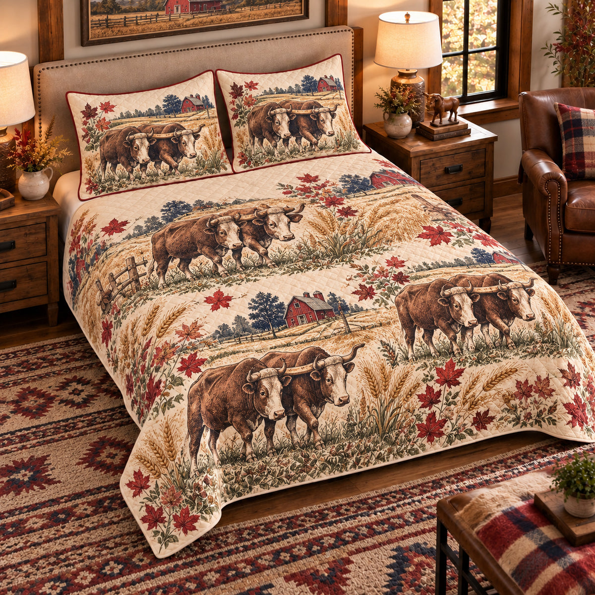 Ox Vintage Field Guide quilt set — left angle hero