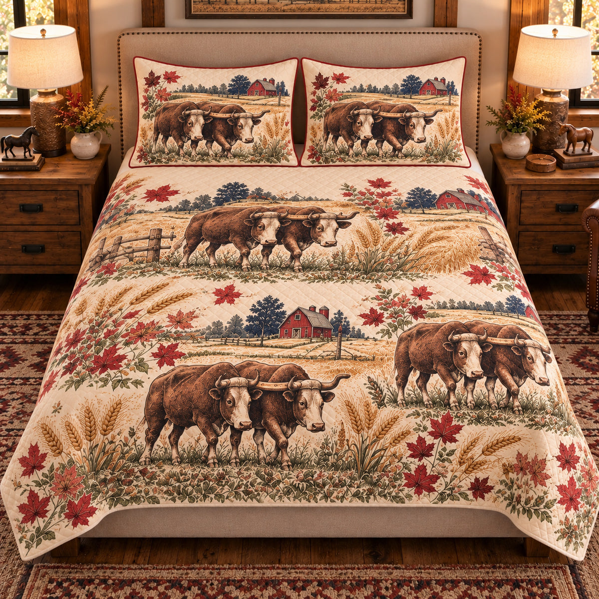 Ox Vintage Field Guide quilt set — front view