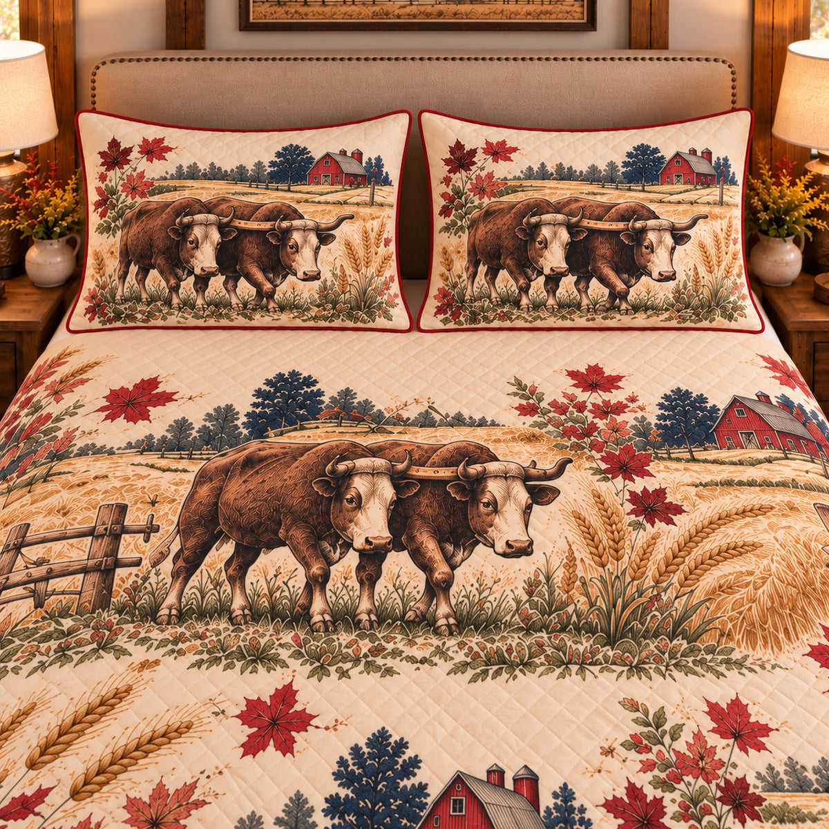 Ox Vintage Field Guide quilt set — close-up