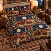 Ox Moonlit Folk Farm quilt set — left angle hero