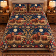 Ox Moonlit Folk Farm Quilt Set, Farmhouse Bedding Gift for Animal Lovers
