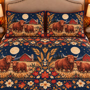 Ox Moonlit Folk Farm quilt set — close-up