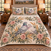 Pigeon & Dove Botanical Portrait quilt set — front view