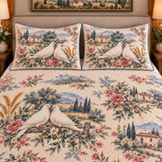Pigeon & Dove Country Toile quilt set — close-up