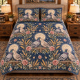 Pigeon and Dove Moonlit Folk Farm Quilt Set, Farmhouse Bedding Gift for Animal Lovers