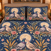 Pigeon & Dove Moonlit Folk Farm quilt set — close-up