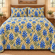 Texas bluebonnet quilt set front view, AI mockup
