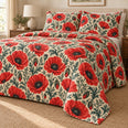Scarlet Poppy Botanical Quilt Set, Modern Floral Bedding, Gift for Garden Lovers