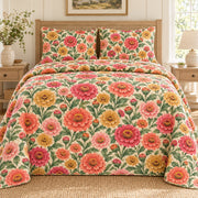 Zinnia quilt set front view, AI mockup