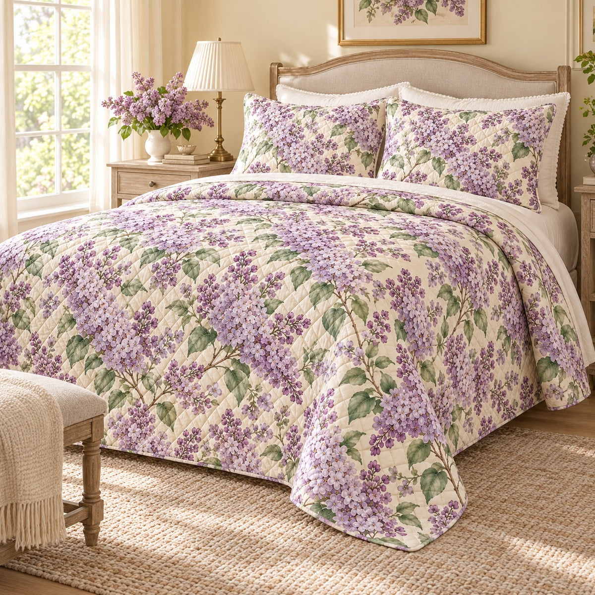Lilac quilt set left angle, AI mockup