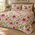 Purple Coneflower Meadow Quilt Set, Botanical Bedding, Gift for Garden Lovers