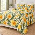 Golden Daffodil Spring Quilt Set, Cottage Floral Bedding, Gift for Garden Lovers