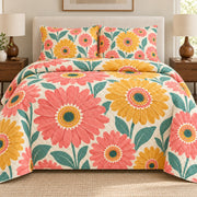 Gerbera Color Pop quilt set, front, AI-generated mockup
