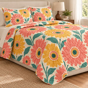 Gerbera Color Pop quilt set, left, AI-generated mockup