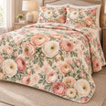 Soft Ranunculus Bouquet Quilt Set, Romantic Floral Bedding, Gift for Flower Lovers