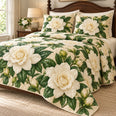 White Gardenia Grace Quilt Set, Elegant Floral Bedding, Gift for Garden Lovers