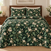 Jasmine Night Garden quilt set, front, AI-generated mockup