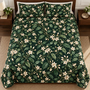 Jasmine Night Garden quilt set, overhead, AI-generated mockup