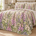 Foxglove Cottage Spires Quilt Set, Botanical Floral Bedding, Gift for Garden Lovers