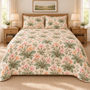 Vintage Primrose Garden quilt set, front, AI-generated mockup