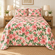 Southern Azalea Blooms quilt set, front, AI-generated mockup