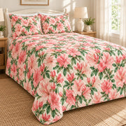 Southern Azalea Blooms quilt set, left, AI-generated mockup