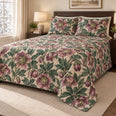 Winter Hellebore Botanical Quilt Set, Plum Floral Bedding, Gift for Garden Lovers