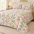 Pastel Sweet Pea Trellis Quilt Set, Cottage Floral Bedding, Gift for Garden Lovers