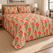 Texas Indian Paintbrush quilt set, left, AI-generated mockup