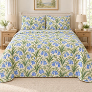 Bluebell Woodland Spring quilt set, front, AI-generated mockup