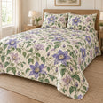 Clematis Climbing Vines Quilt Set, Cottage Floral Bedding, Gift for Garden Lovers