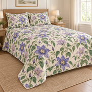 Clematis quilt set, opposite left, AI-generated mockup