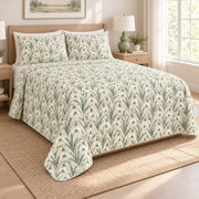 Snowdrop Winter Whisper quilt set, 03-left, AI-generated mockup