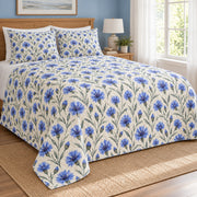 Cornflower Indigo Meadow quilt set, 03-left, AI-generated mockup
