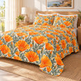 California Poppy Golden Hills Quilt Set, Orange Floral Bedding, Gift for Nature Lovers