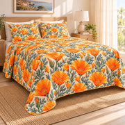 California Poppy Golden Hills quilt set, 03-left, AI-generated mockup