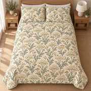 Soft Yarrow Prairie quilt set, 04-overhead, AI-generated mockup