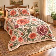 Dahlia Heirloom Herbarium quilt set, 03-left, AI-generated mockup
