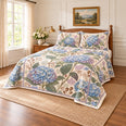 Hydrangea Heirloom Herbarium Quilt Set, Blue Floral Bedding, Housewarming Gift