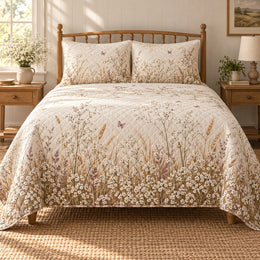 Baby's Breath Wild Meadow Quilt Set, Gift for Baby's Breath Lovers, Garden Gift