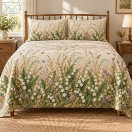 Lily of the Valley Quilt Set, Gift for Lily of the Valley Lovers, Garden Gift