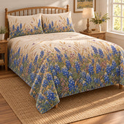 Texas bluebonnet wildflower diamond quilt set right angle