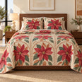 Poinsettia Modern Floral Arches Quilt Set, Holiday Bedding, Gift for Flower Lovers