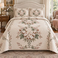 Cotton Blossom Garden Wreath Quilt Set, Elegant Bedding, Gift for Garden Lovers