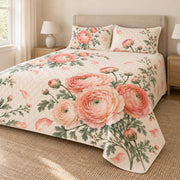 Ranunculus watercolor quilt set right angle, AI-generated mockup
