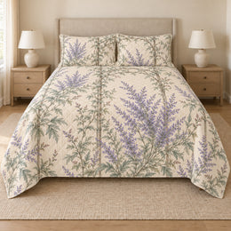 Russian Sage Trellis Quilt Set, Floral Bedding, Gift for Gardeners