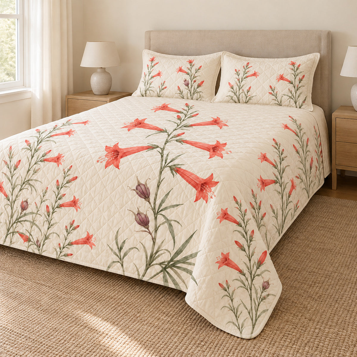 Scarlet Gilia botanical quilt set right angle