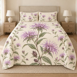Wild Bergamot Quilt Set, Botanical Bedding, Gift for Gardeners