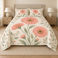 Gerbera Daisy Quilt Set, Floral Bedding, Gift for Flower Lovers