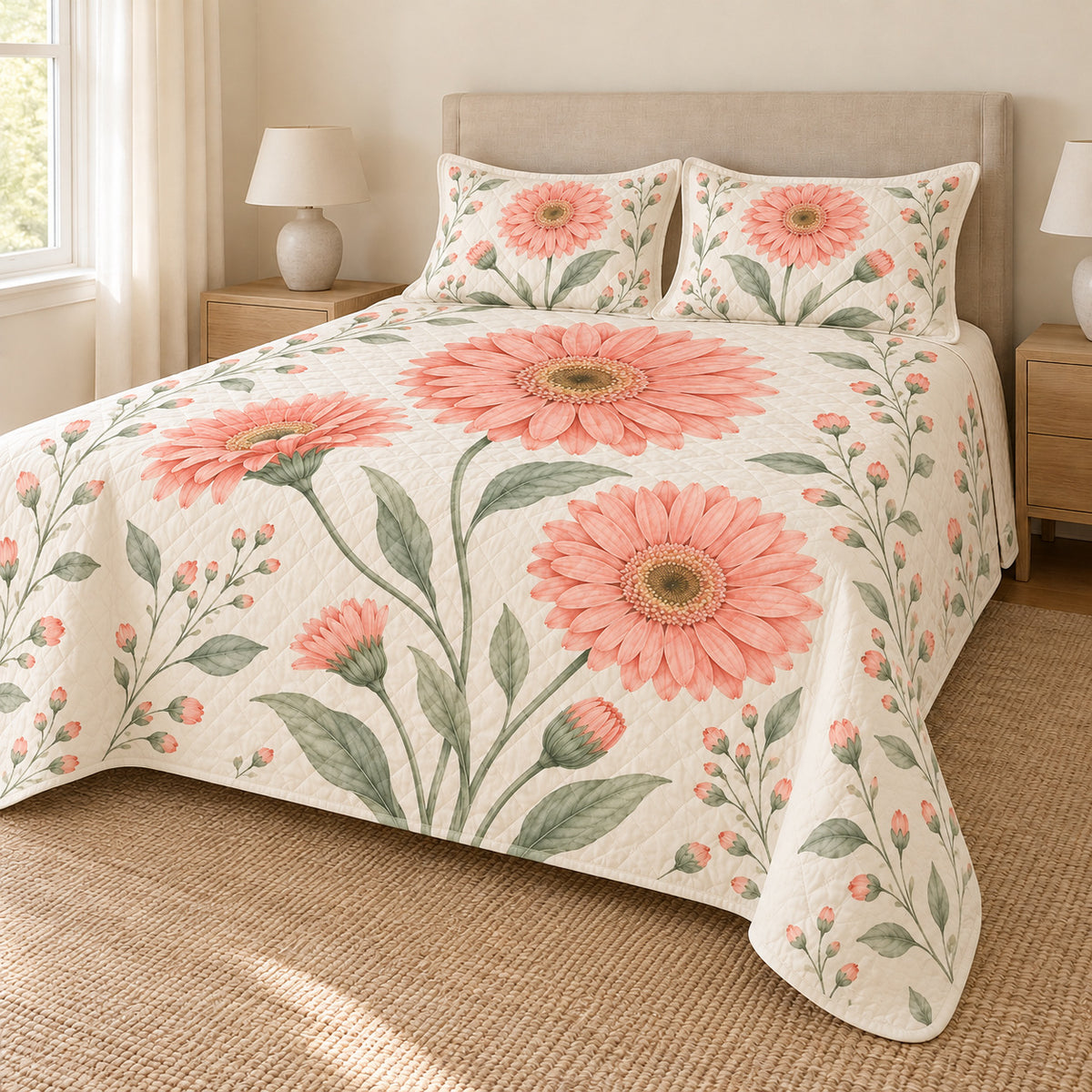 Gerbera Daisy quilt set right angle
